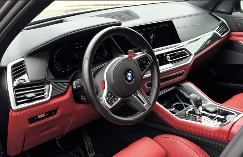 BMW interior with spotless red leather seats