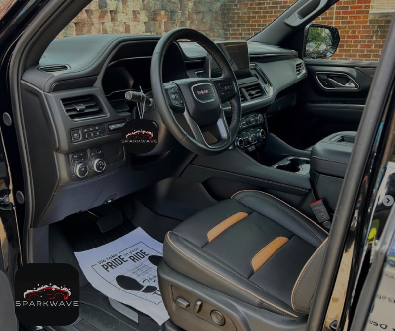 GMC Yukon interior with clean leather seats