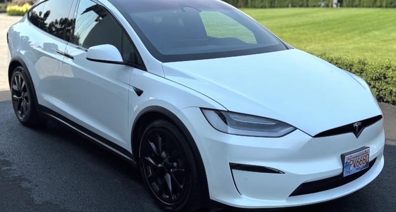 White Tesla Model X freshly detailed